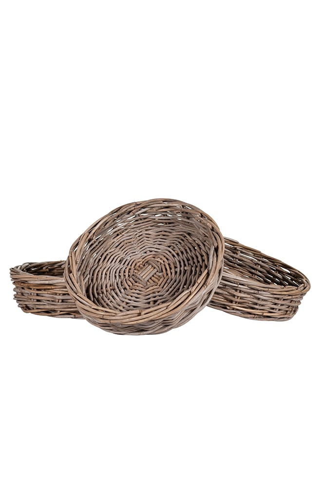 Handcrafted Round Wicker Tray Large, Large Round Basket Tray With Handles